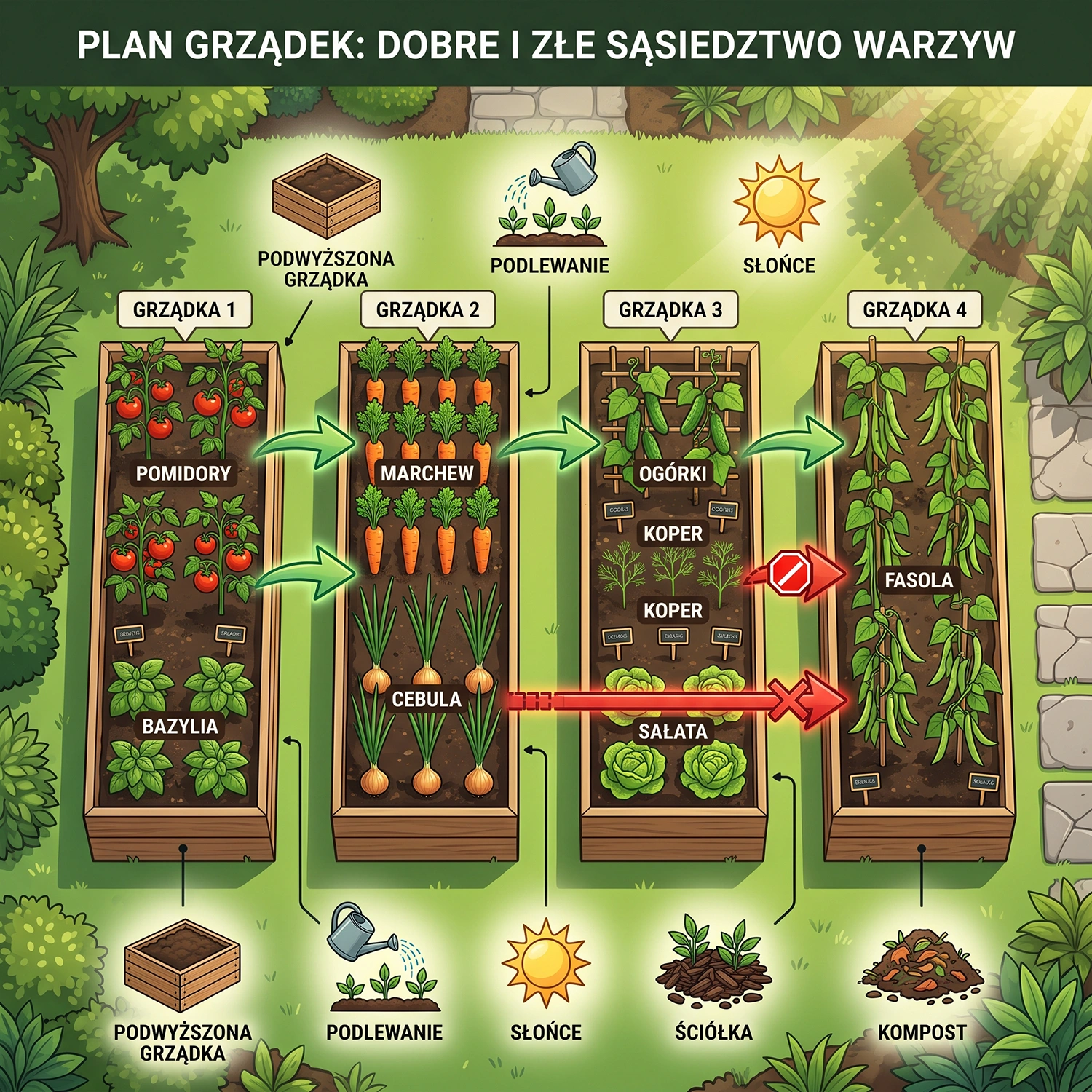 Plan grządek warzywnych – dobre i złe sąsiedztwo roślin